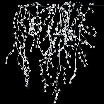 Cheerland Crystal Garland Strands Clear Ice Wire Crystal Garland for Winter Wonderland Party Decorations Diamond Hanging Wedding Decoration Accents Living Room Bedroom Mantel Wreath Decor Supplies