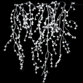 Cheerland Crystal Garland Strands Clear Ice Wire Crystal Garland for Winter Wonderland Party Decorations Diamond Hanging Wedding Decoration Accents Living Room Bedroom Mantel Wreath Decor Supplies