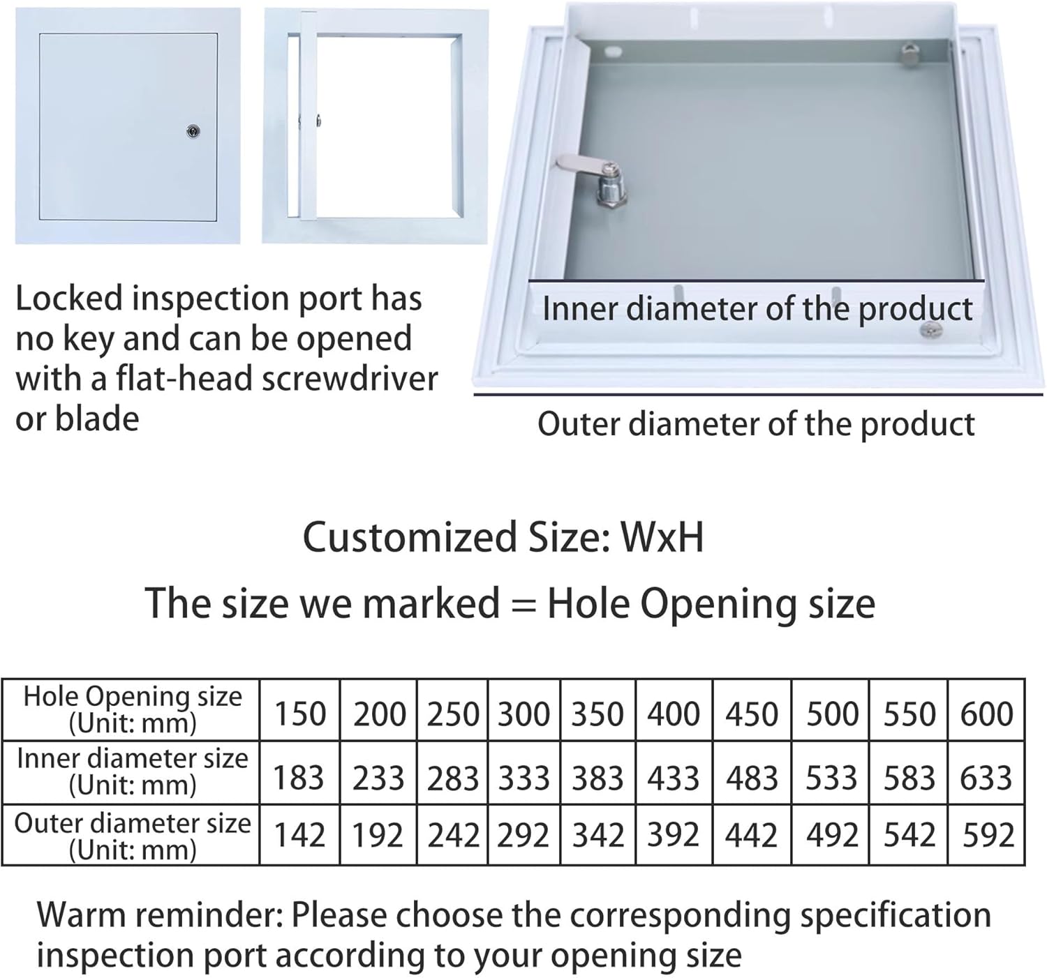 Metal Access Panel for Drywall & Ceiling - Lockable Wall Hole Cover Heavy Duty Hidden Service Door for Cable Electrical Plumbing HVAC(30x30cm/12x12in)