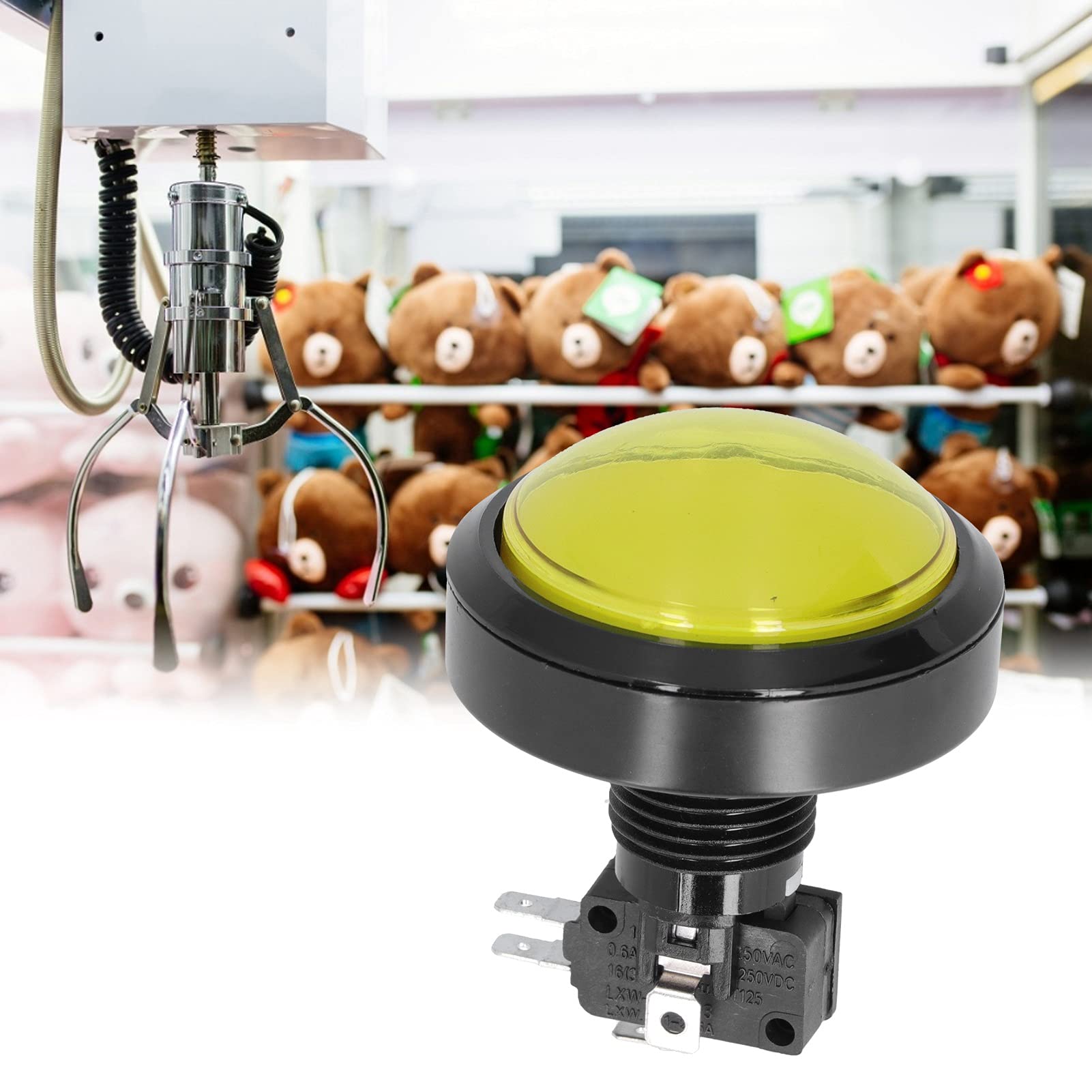 Boutons Arcade - Grand bouton convexe de 60 mm avec lumière LED - Haute sensibilité - Boutons d'arcade standard de style américain - Bouton poussoir dôme avec micro interrupteur pour console de