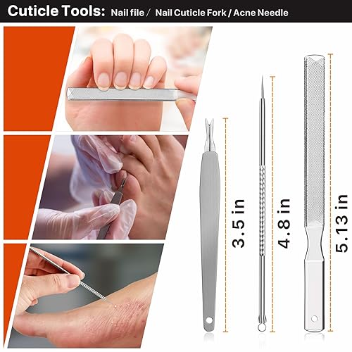 Miniatura 6 de Konovo Kit de herramientas para uñas encarnadas, 9 piezas, cortaúñas para adultos y personas mayores, cortaúñas grandes para tratamiento de uñas