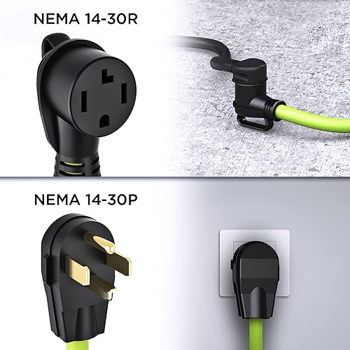 Miniatura 4 de GearIT Cable de extensión de 4 clavijas de 30 amperios para secadora y EV (50 pies) 125250 voltios, NEMA 14-30P a 14-30R, secadora eléctricaTesla