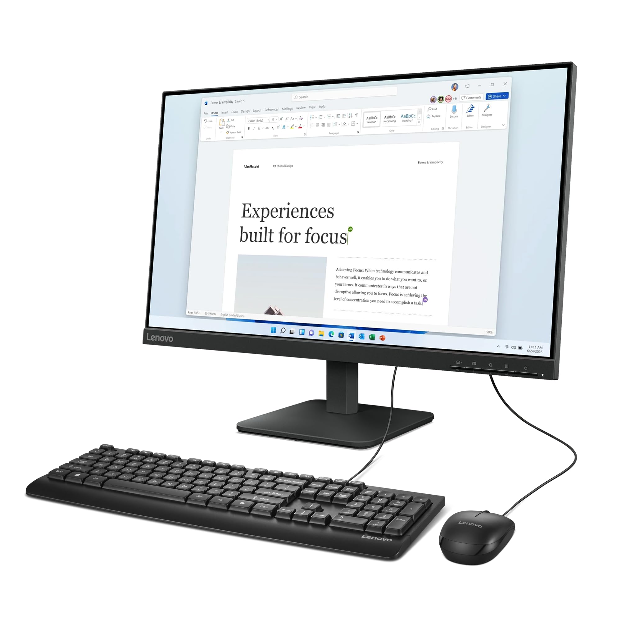Lenovo 110 Keyboard & Mouse Wired Combo| Waterproof Exoskeleton | Splash Proof Keys| 1600 DPI Full Size Mouse | Non-Slip Scroll Wheel| One-touch Co-pilot key| Adjustable Keyboard Stand | 3 Yr Warranty — Amazon image 5
