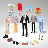 21 PCS 11.5" Doll 5-in-1 Men's Fashion Bundle – 5 Outfits + 5 Shoes + 2 Sunglasses + 2 Ice Pops + 2 Drinks (Suit/Casual/Athletic/Swimwear) – Multi-Style Wardrobe Set for Business/Travel/Summer