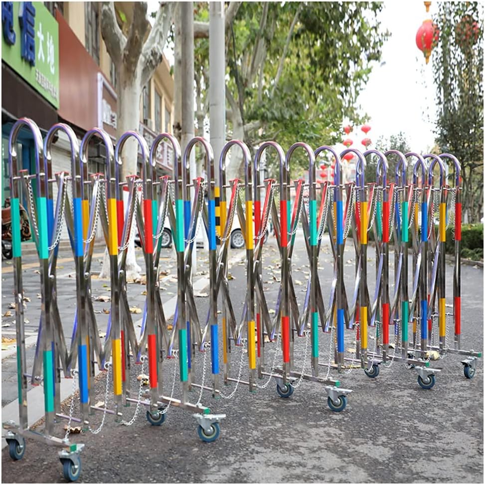 Barriers, Expandable Stainless Steel Safety Barrier Gate with Casters Easily Assembled(Multicolor,1.5x9m)
