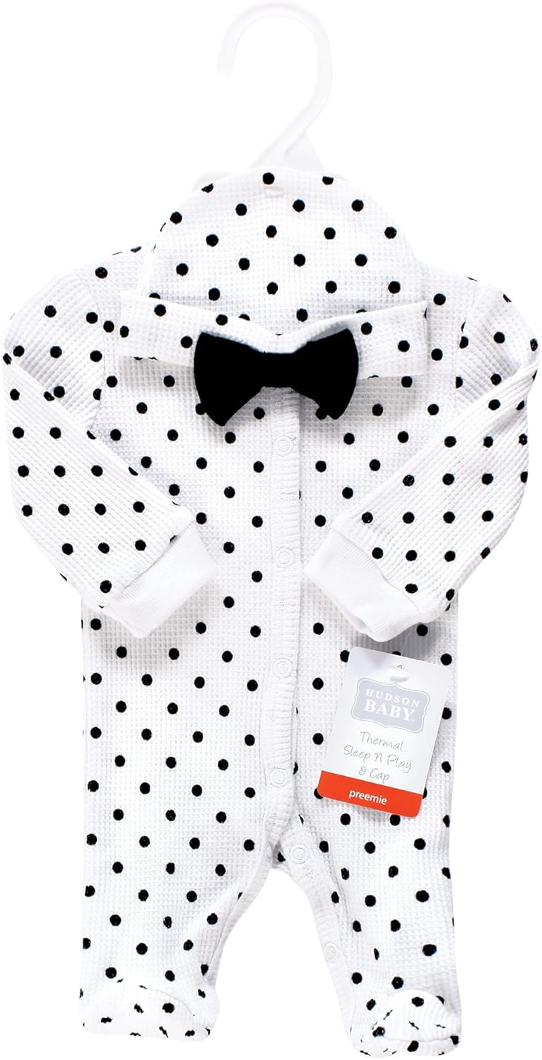 Hudson Baby Unisex Baby Thermal Preemie Sleep and Play and Cap - Image 2