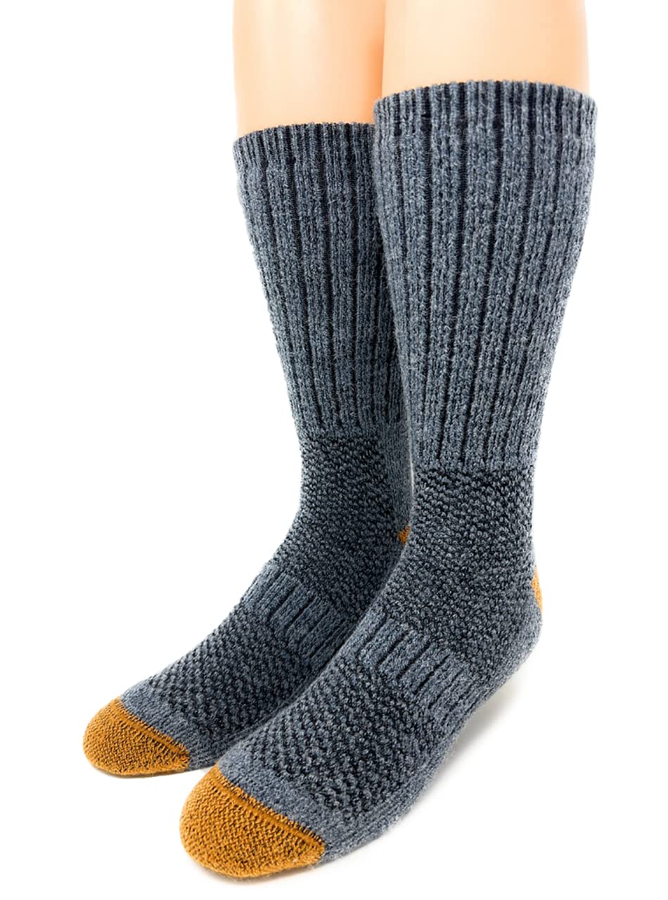 WARRIOR ALPACA SOCKS - Unisex Ultimate Toasty Trekkers - Thick, Warm, Alpaca Socks For Men & Women to Wear with Shoes., Denim, Large