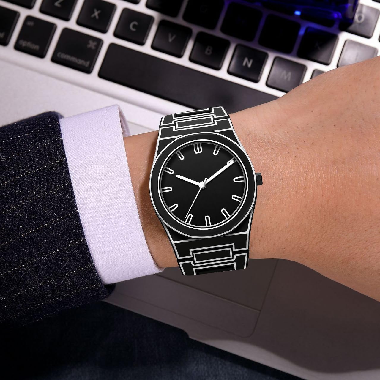 Gosasa Montre à quartz unisexe pour homme et femme - Style dessin animé - Étanche - Minimaliste - Noir et blanc