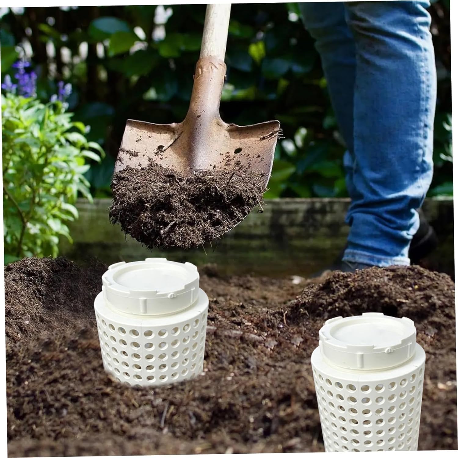Unterirdischer Wurmkomposter für Hochbeet, PVC-Vermicomposting-Mülleimer mit sicherem Schraubdeckel, Abfallreduzierungssystem in zwei Größen für die Gesundheit des Bodens