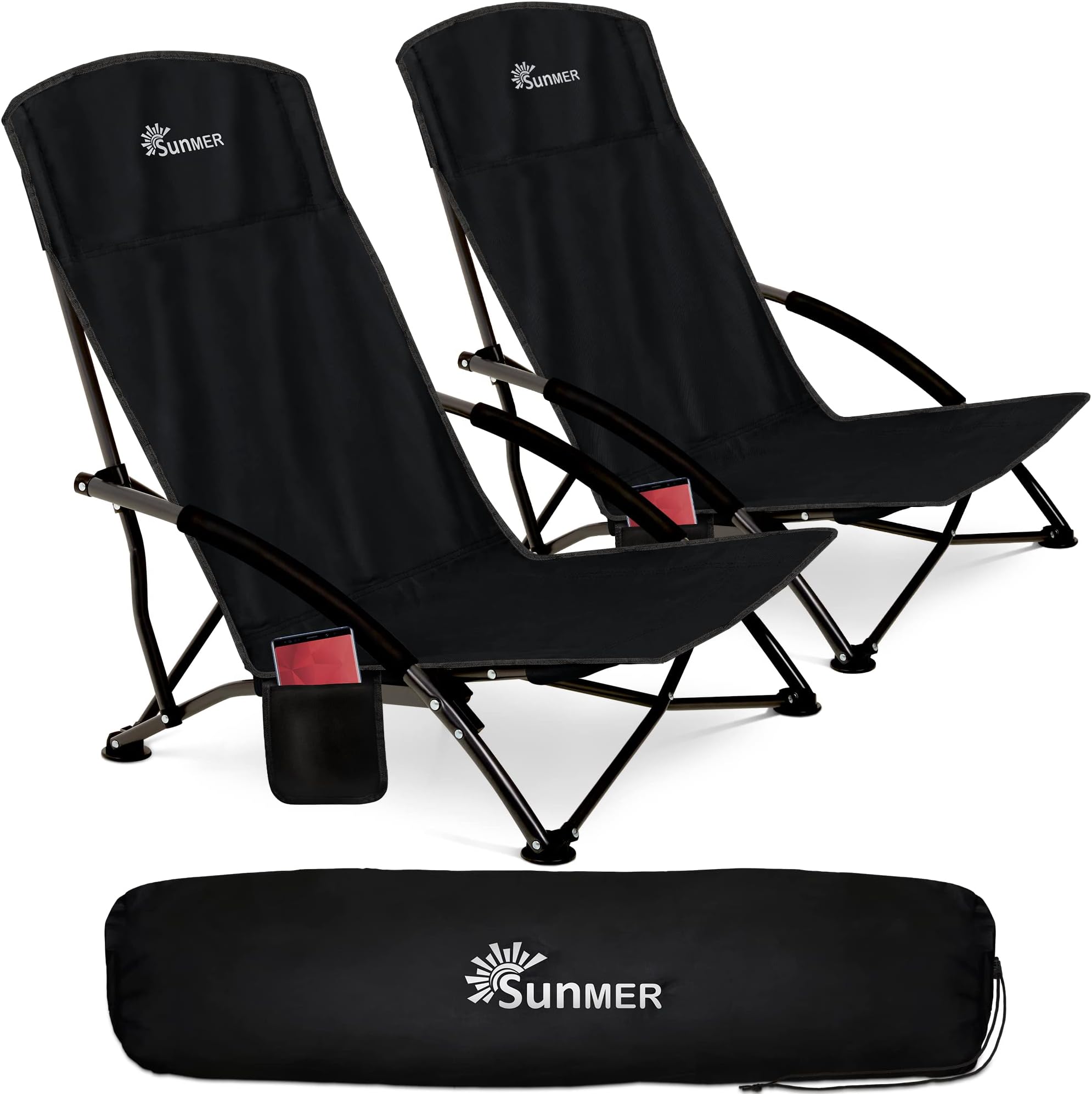 Lightweight Portable Camping Chair - Foldable X-Frame, 265 Lb Capacity, With Carry Bag