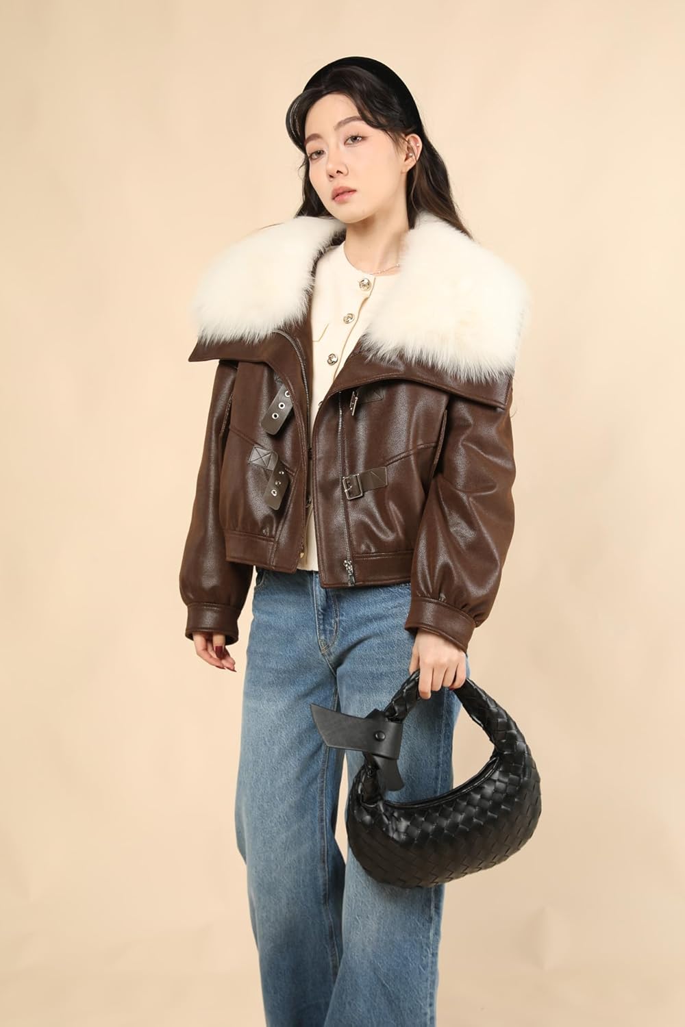 Leather Woven Knot Clutch Dumpling Hobo Top Handle Bag - Image 6