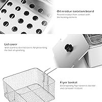 Vista 6 de Giantex Freidora comercial de 3400 W, tanque doble, freidora eléctrica de acero inoxidable de 12.8 cuartos de galón con 2 cestas, tapas y control