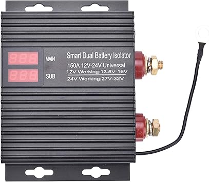 150 Amp Dual Battery Smart Isolator Universal 12V/24V Voltage Sensitive Relay for ATV, UTV, RV, Truck, SUV Off-Roader Vehicle, High Current Protection Controller Split Charge Starter Relay