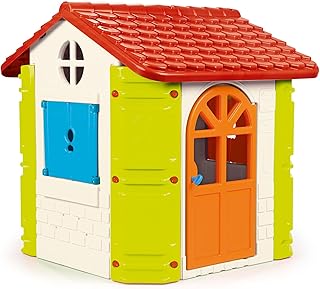 FEBER - Feber-House, Casa de Jardín para Niños, Colores Cálidos Azul, Rojo, Naranja y Verde, Resistente y Segura, Casita Infantil para Juegos de Exterior, 2 a 6 años, Famosa(800013950), Versión actual