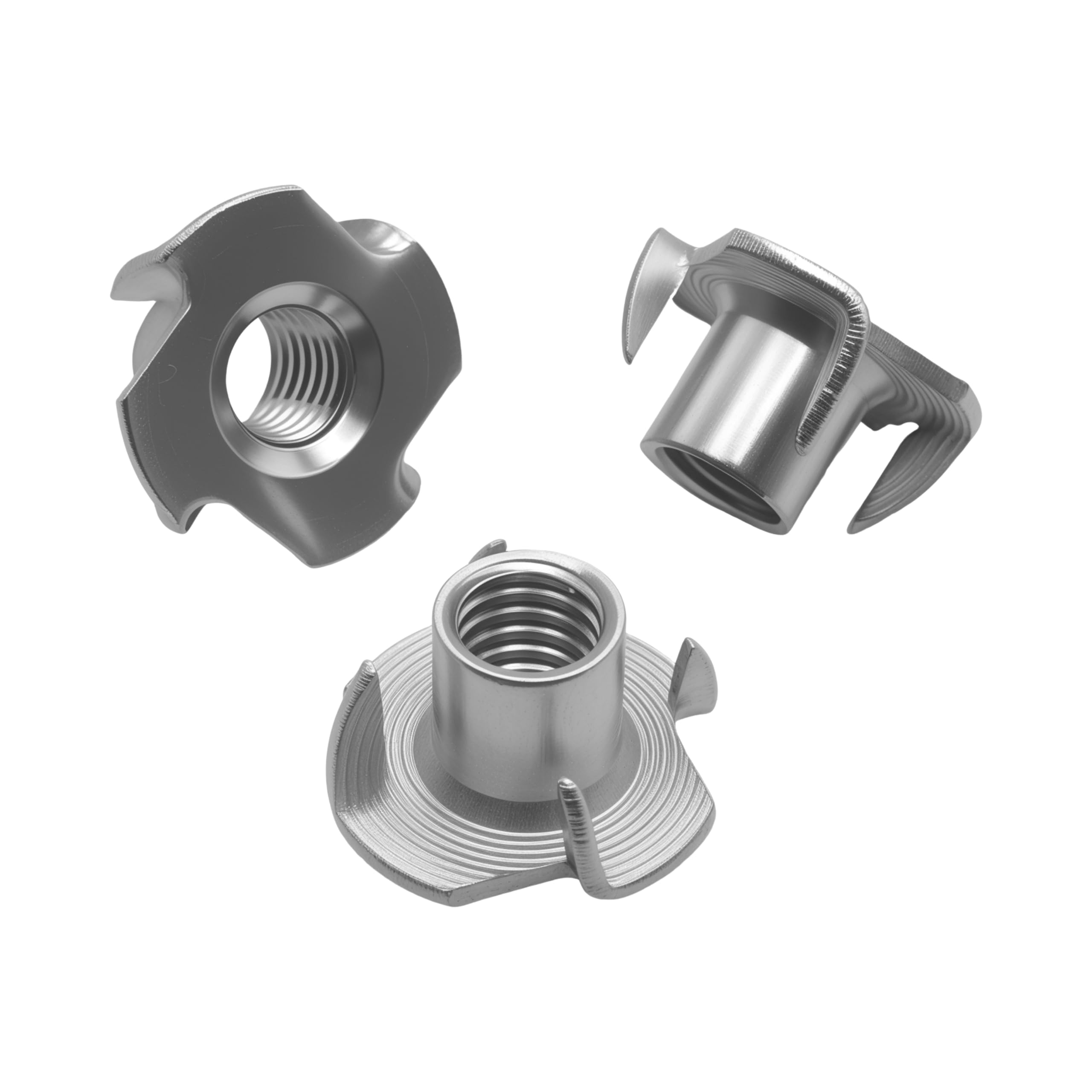 #8-32 T-Nuts Zinc Plated - 21Pcs 3-Pronged Tee Nuts For Woodworking & Climbing Holds