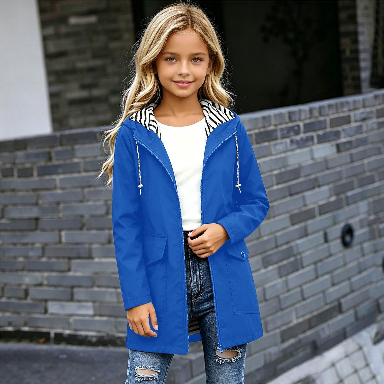 Chaqueta impermeable para niñas, ligera y cómoda para todo tipo de clima. Diseño fácil de poner y quitar.