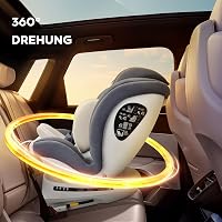 Miophy I-Size 360° Forgatható Gyerekülés, 0-12 éves korig (40-150 cm), Isofix csatlakozással, 5-pontos biztonsági övvel, Szürke 4