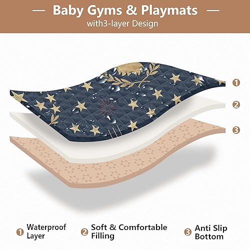 Miniatura 4 de Tapete de gimnasio y actividades para bebés con patrón de día de la independencia de alta calidad, para interiores y exteriores, acogedora y