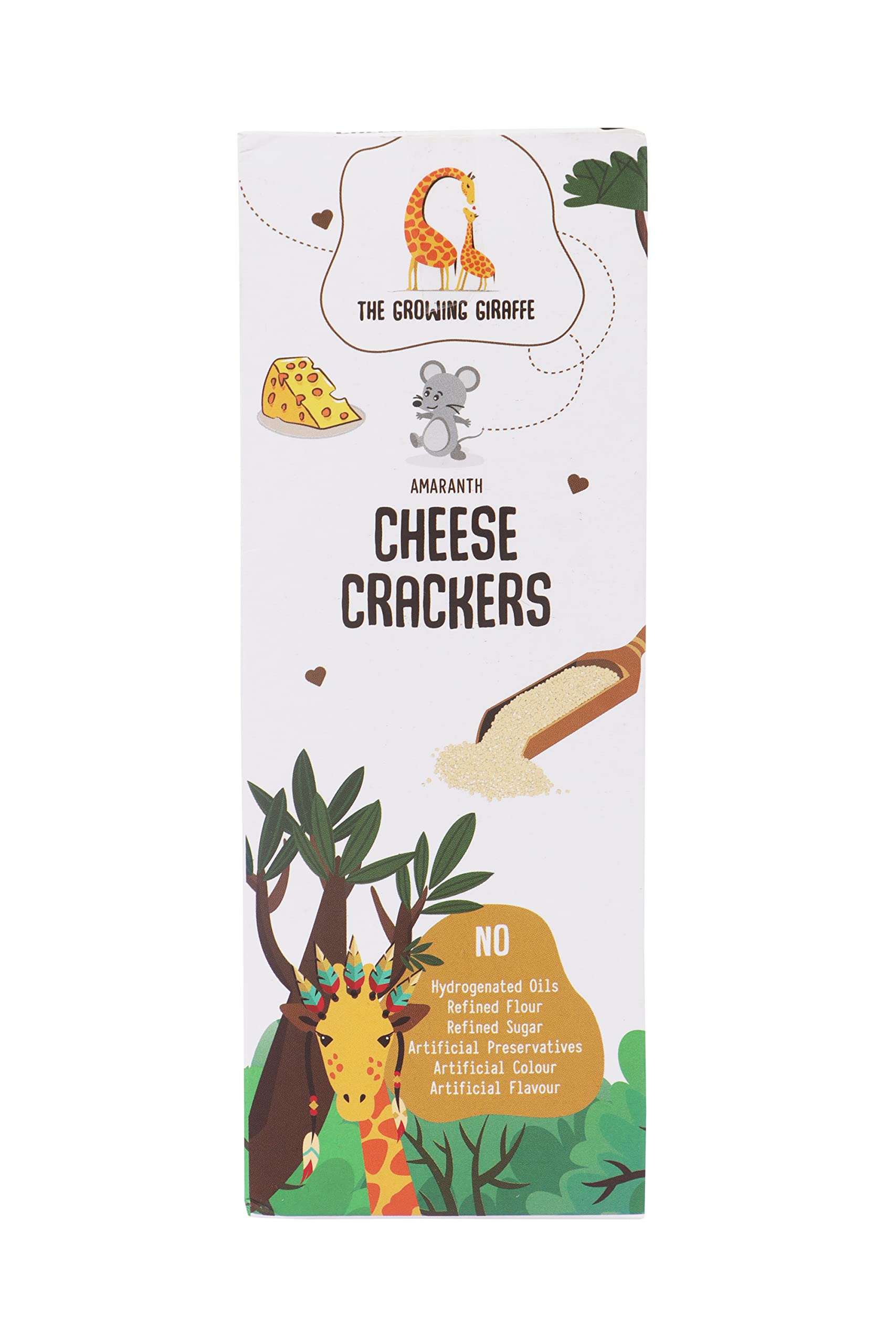 The Growing Giraffe Amaranth Cheese Crackers - A Perfect & Healthy Snack for The Entire Family - 60 Grams - Pack of 4