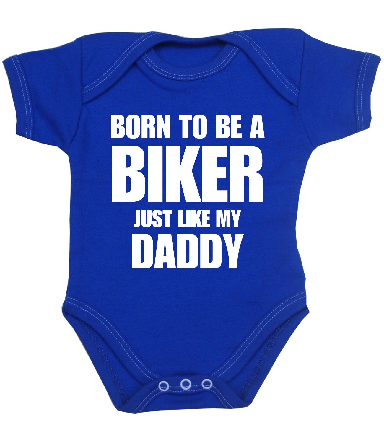 BabyPrem Baby Bodysuit Born to be a Biker Like Daddy Newborn - 12 Months BLUE 3-6