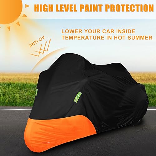 Miniatura 6 de Funda impermeable de repuesto para motocicleta Harley Davidson Trike con agujero de bloqueo antirrobo y tiras reflectantes para protección contra la