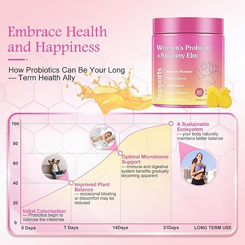 Miniatura 5 de Her Juicy - Gomitas femeninas de probióticos para mujeres, sabor a piña tropical, contiene olmo resbaladizo, apoya el equilibrio del pH, la salud