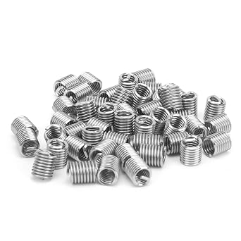 طقم إدخال خيط سلكي مكون من 50 قطعة، 304 فولاذ مقاوم للصدأ NPT UNC 1/4in20 x 1-3D مجموعة أكمام براغي من النوع الحلزوني ملفوفة لإصلاح السيارات 2D بعد التثبيت