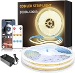 COB LED Strip Lights 65.6ft,3000K DC 24V Dimmable Warm White Flexible LED Tape Light for Bedroom, with Remote and App Control LED Tape Lights,for DIY Home Decoration