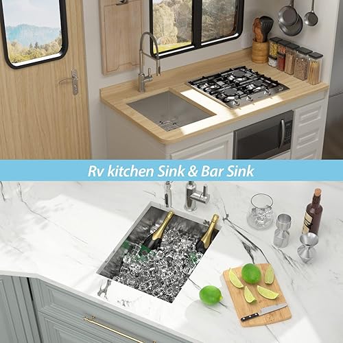 Miniatura 120 de Kichae Fregadero de lavandería de 21 x 18 pulgadas, fregadero de acero inoxidable de 12 pulgadas de profundidad para debajo de la encimera, lavabo