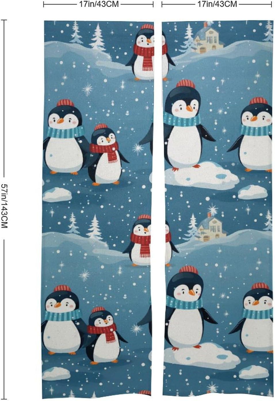 Cute Animals Penguin Door Curtain Blackout Door Cover Curtains Door Screen for Home Accessories
