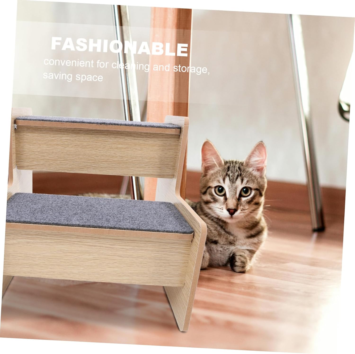 Step Wooden Dog Stairs Pet Step Ladder for Small Dogs Ramp for Easy to Carry Pet Supplies