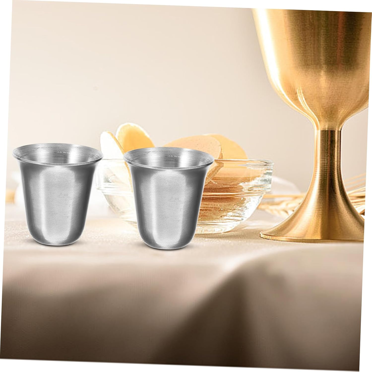 5sets Metal Religious Cup Stainless Steel Communion Set for Church Bag 10pcs*5