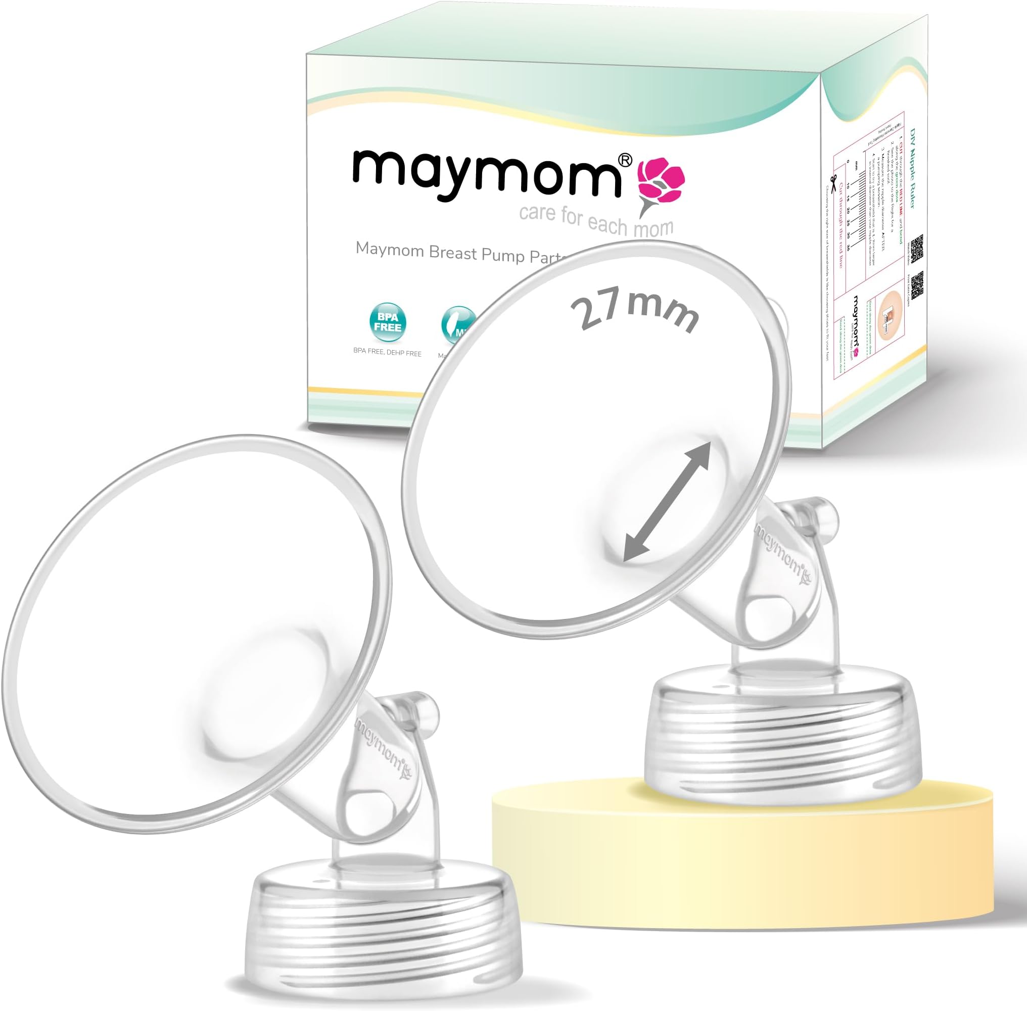 Maymom Wide Neck Pump Parts for spectra S1/S2 Pumps; Incl Wide Mouth Flanges; Not Original Spectra Flange; Replaces Spectra Shield (Flange 27 mm)