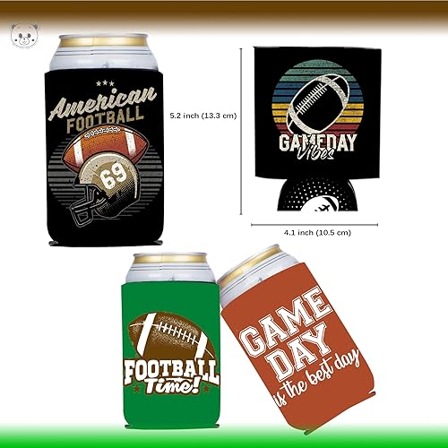 Miniatura 2 de KARAQY Enfriadores de latas de fútbol americano, soportes para bebidas para el día del juego deportivo, para fiestas de fanáticos del fútbol,
