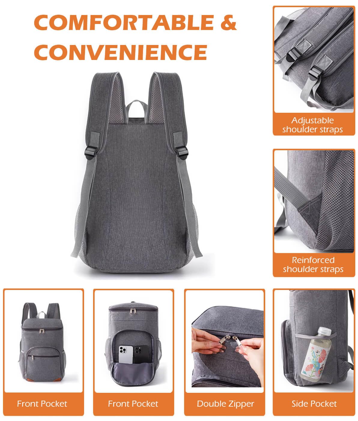 Zaino termico da 15L impermeabile,Zaino Frigo,Zaino Termico Porta Pranzo,Borsa Termica Borsa Frigo, ideale per picnic, spiaggia, campeggio e viaggio