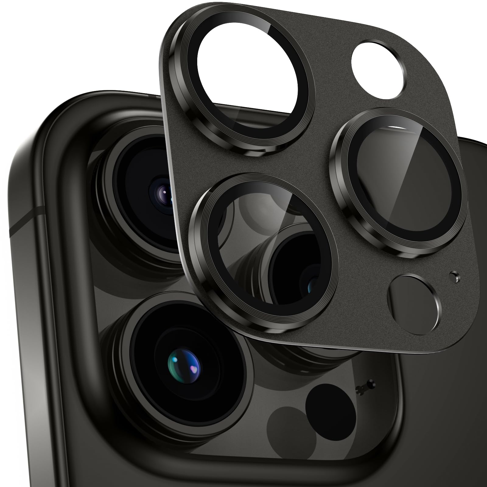 カメラフイルム iPhone 13 Pro/13 Pro Max用 カメラ保護 全面保護 9H強化ガラス アルミ合金 アイフォン13Pro/13 Pro Max レンズカバー 耐衝撃 露光オーバー防止 黒縁取り 超高透過率 いphone13pro/13プロ max カメラカバー プロテクター グラファイト