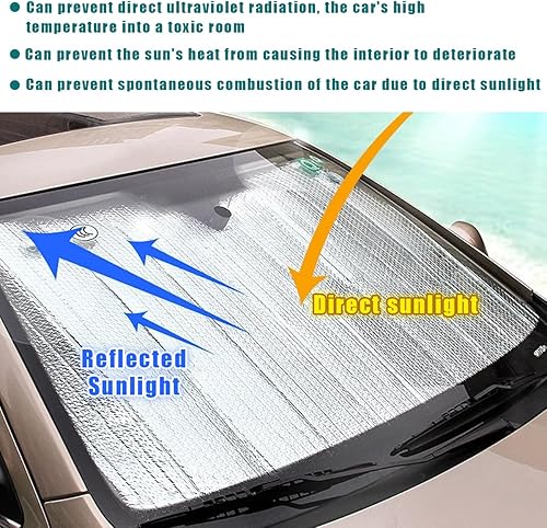 Miniatura 4 de Parasol para parabrisas de automóvil, protector plegable reflectante para ventana delantera, doble grosor de rayos UV y bloqueador de calor con