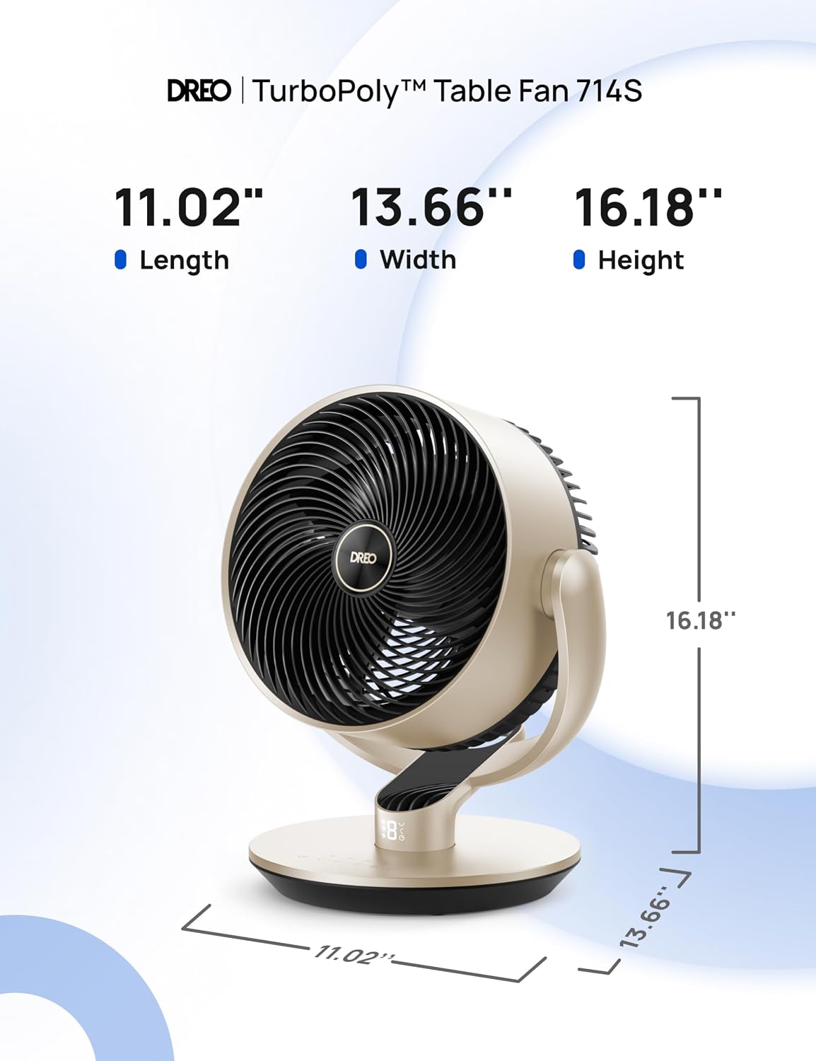 DREO 16''Height 25dB Quiet Smart Fans for Bedroom, DC Room Fan with Remote, 120°+120° Omni-Directional Oscillating Fan, 6 Modes, 9 Speeds, 12H Timer, Alexa/Google/WiFi/Voice Control, Gold 10 71uvbhZbjmL. AC SL1500
