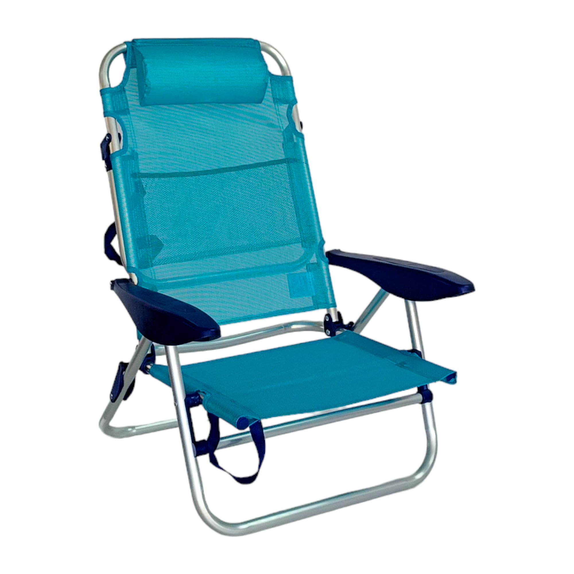 Pincho Silla de Playa Plegable, con cojín, reclinable, 4 Posiciones, Altura del Asiento 21 cm, asa de Transporte