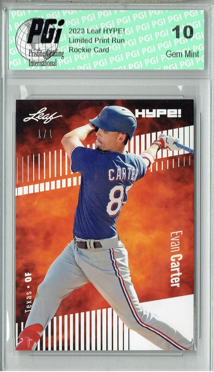 Evan Carter 2023 Leaf HYPE! #120 Blank Back #1/1 Rookie Card PGI 10 - Baseball Slabbed Rookie Cards