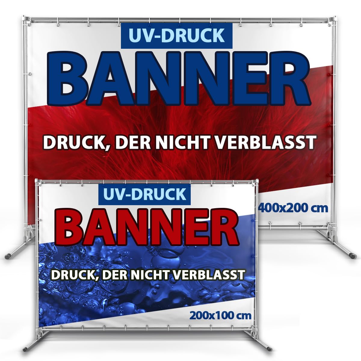 Banner Selbst Gestalten – Personalisierter Werbebanner mit Text/Logo/Foto – Für Werbung, Veranstaltungen & Dekoration – Wetterfest, UV-beständig – 450 g/m – von 1 bis 4 m – PrintMercial