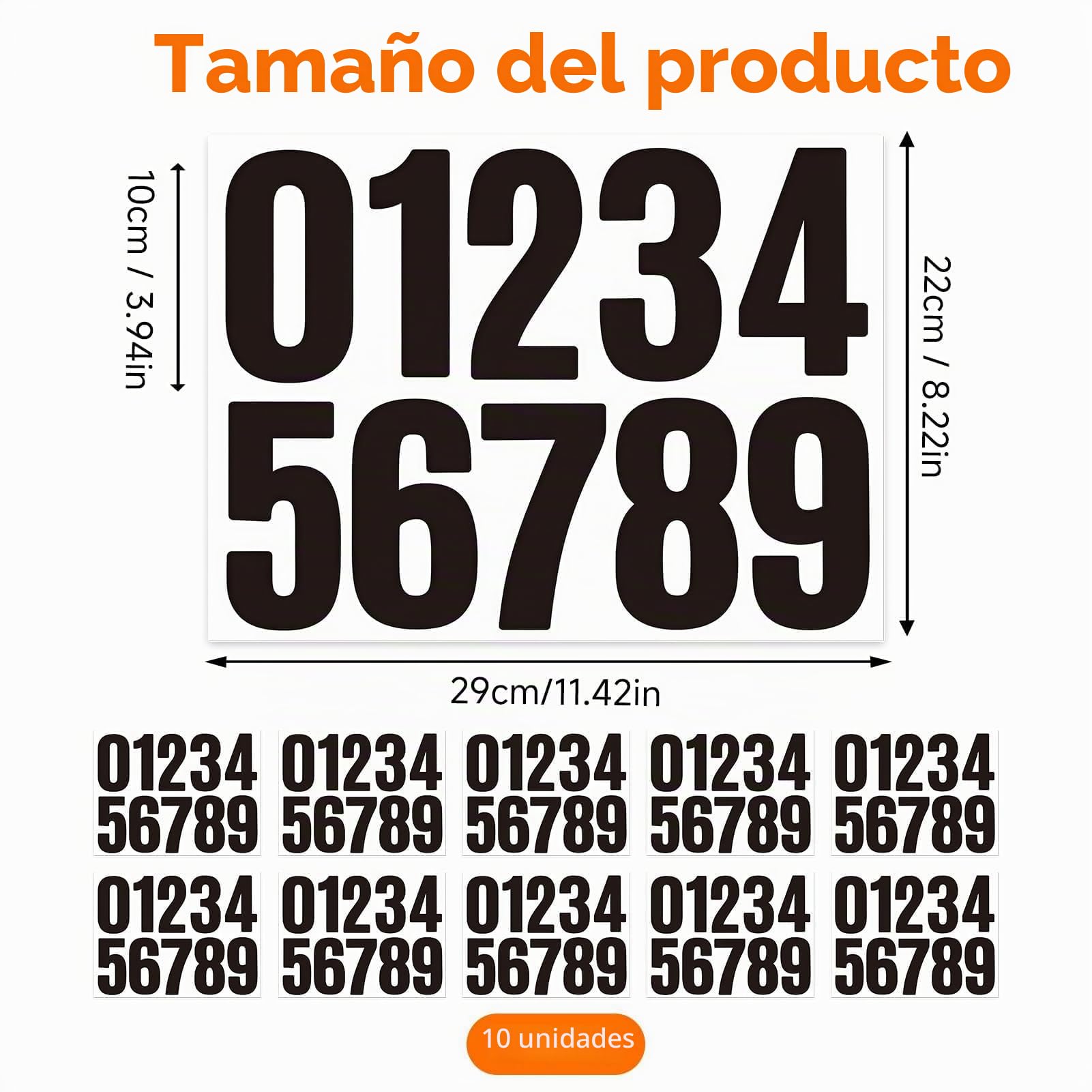 100 pcs Números Adhesivos Grandes, 10 cm, Pegatinas de Números para Casa y Exterior, Calcomanías de Números Negros para Puertas, Ventanas y Coches, Numeración Exterior Duradera