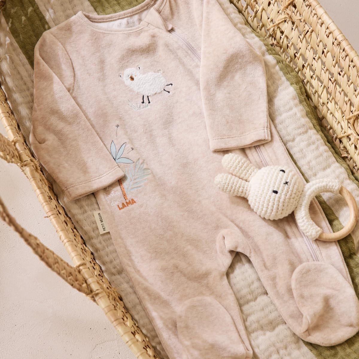 Petit Béguin - Lot de 2 pyjamas bébé en velours Noisette