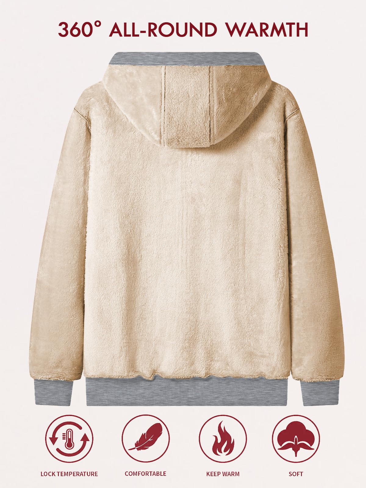 Tansozer Hombres Sherpa Forrado Chaqueta con Capucha Sudaderas Térmicas con Bolsillos
