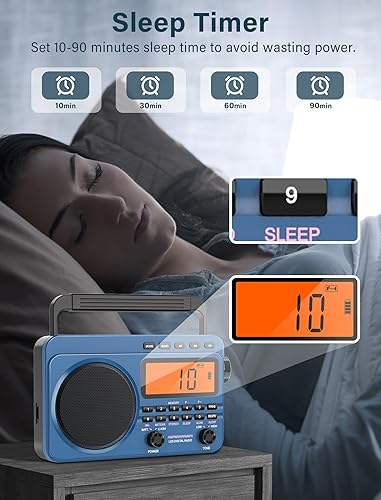 Miniatura 8 de Radio digital AM FM de onda corta con la mejor recepción, radio portátil recargable de 4000 mAh con alerta meteorológica NOAA, altavoz grande,