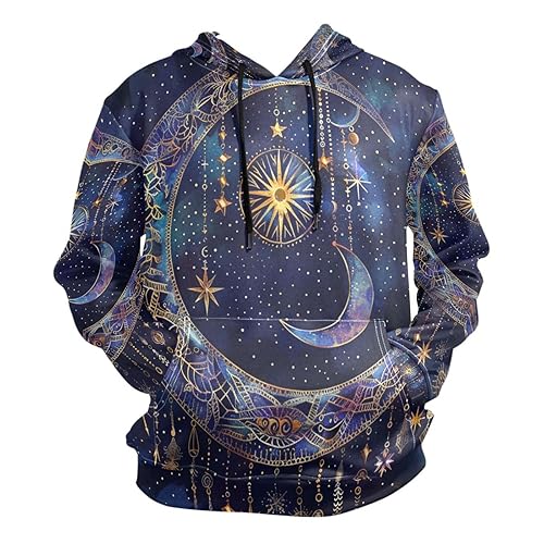 ALAZA Astrology Mystical Bohemian Moon Stars Boho Hoody Sweatshirt Sweater