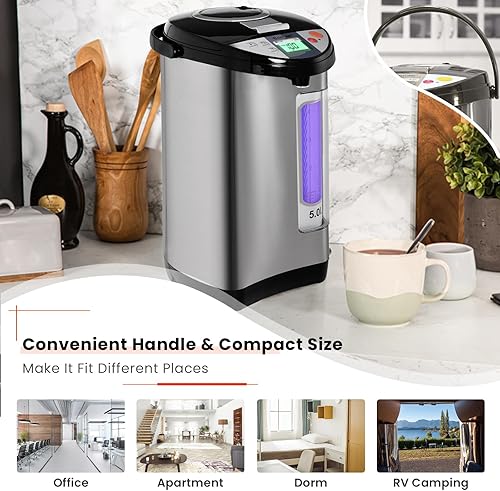 Miniatura 6 de KOTEK Caldera y calentador eléctrico de agua caliente, dispensador de agua caliente, caldera de agua de acero inoxidable con 5 ajustes de