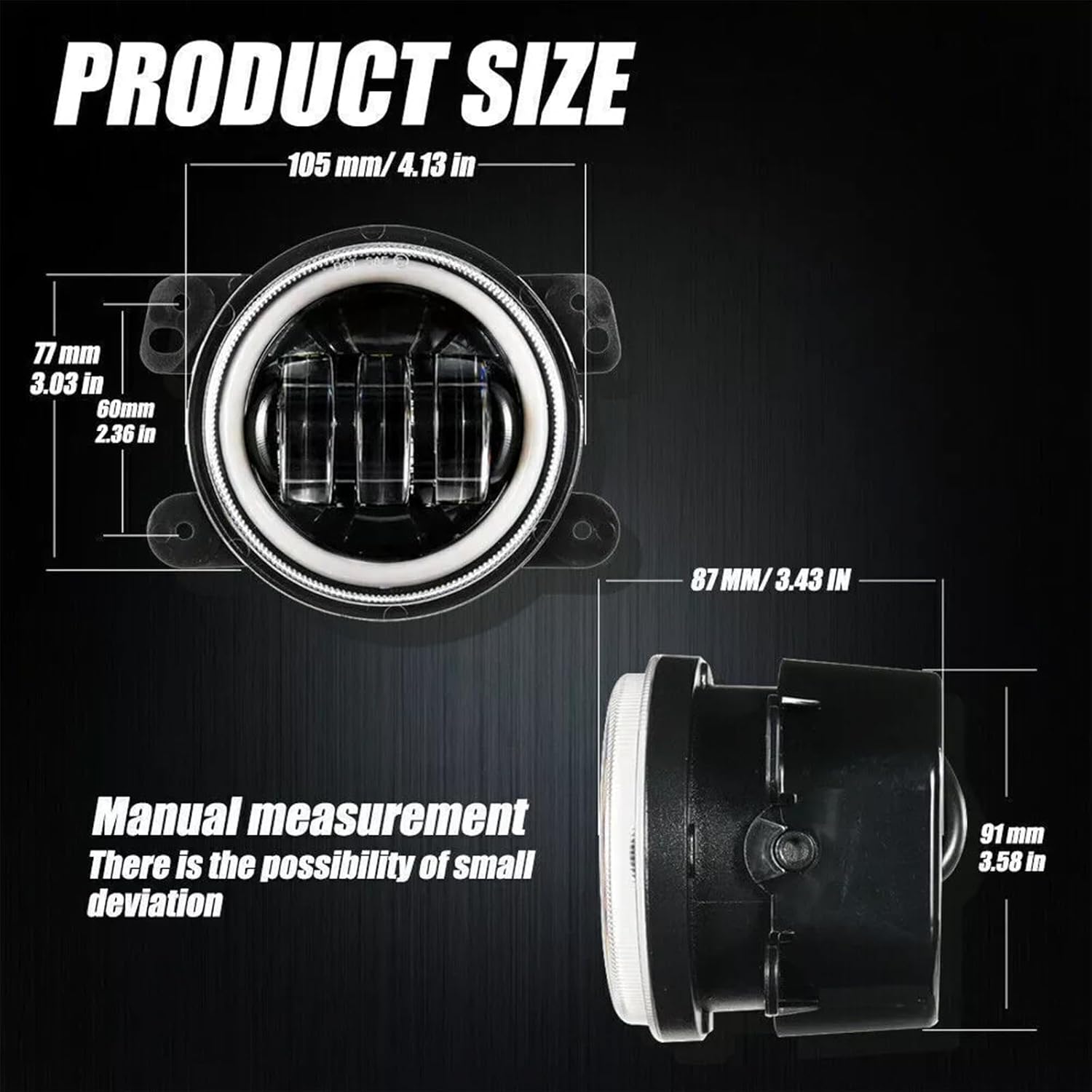 1 Pair 4" Inch LED Fog Lights Front Bumper Driving Lamps Fit For Chrysler 300 2005-2010, 3000K Amber/6000K White Halo Ring,Yellow Wire: Amber Turn Light,White Wire: White DRL