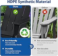 Vista 5 de Silla plegable Adirondack resistente a la intemperie, sillas plegables para hoguera de polietileno de alta densidad al aire libre, silla Adirondack