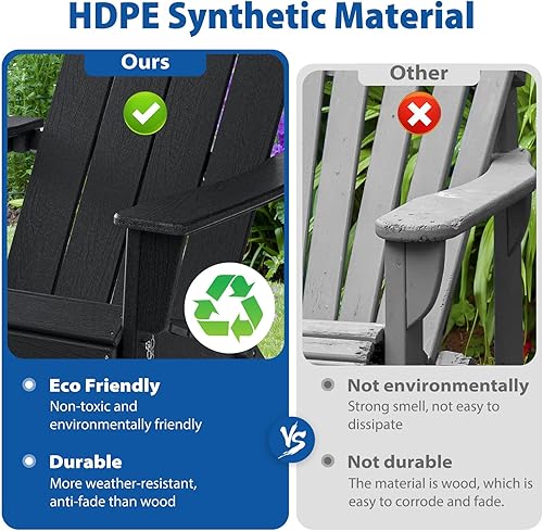 Miniatura 5 de Silla plegable Adirondack resistente a la intemperie, sillas plegables para hoguera de polietileno de alta densidad al aire libre, silla Adirondack